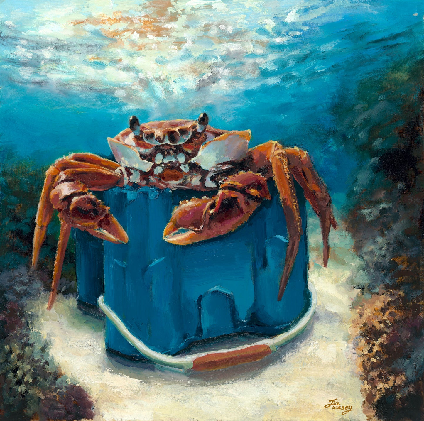 Crabby Kingdom - Original Oil Painting (Framed, 12x12")