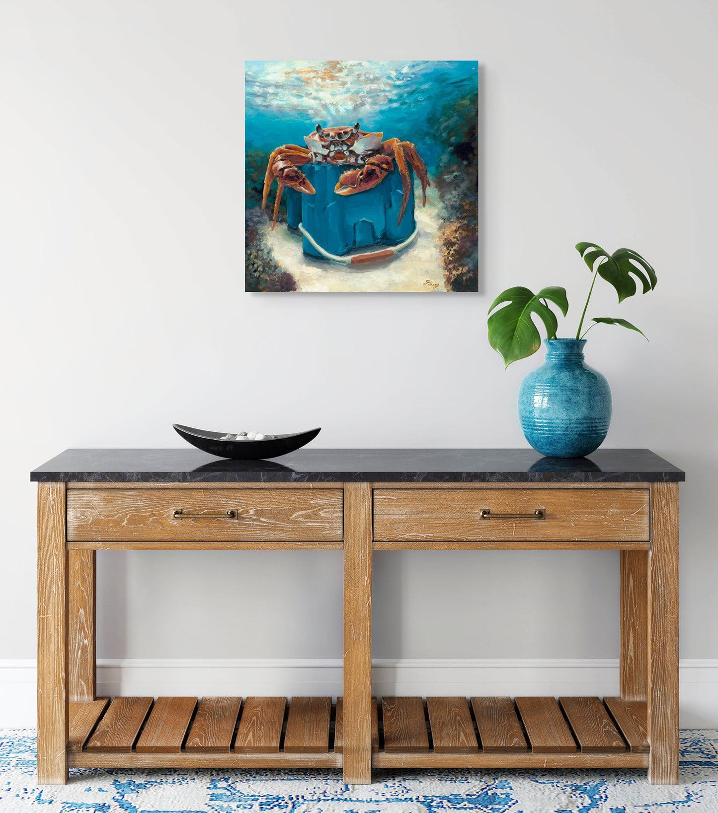 Crabby Kingdom - Original Oil Painting (Framed, 12x12")