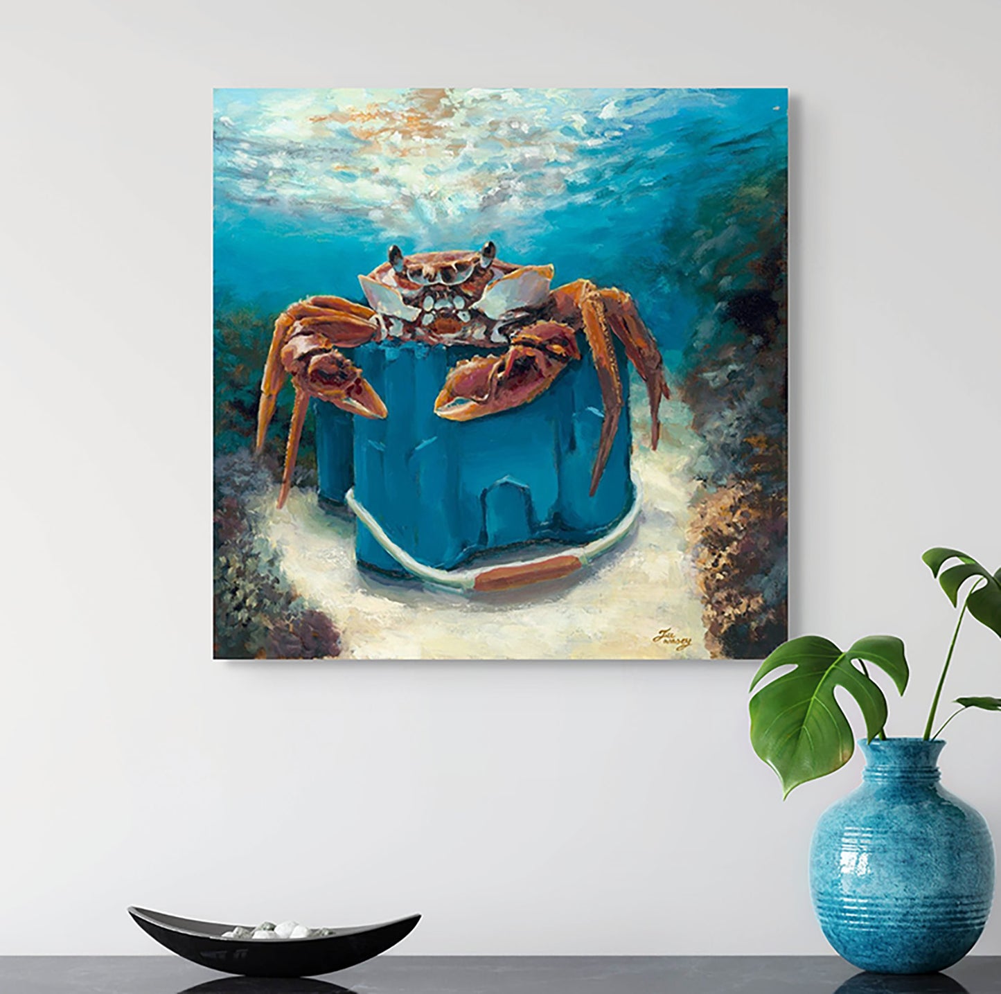 Crabby Kingdom - Original Oil Painting (Framed, 12x12")
