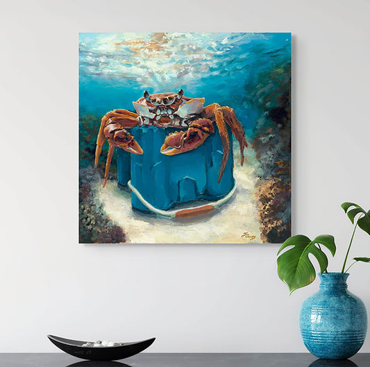 Crabby Kingdom - Original Oil Painting (Framed, 12x12")