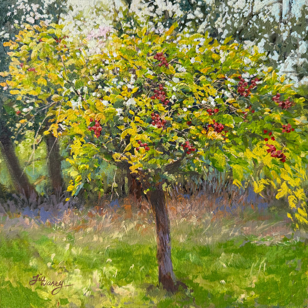 Crabapple Tree — Original Gouache Painting (en plein air)