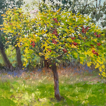 Crabapple Tree — Original Gouache Painting (en plein air)